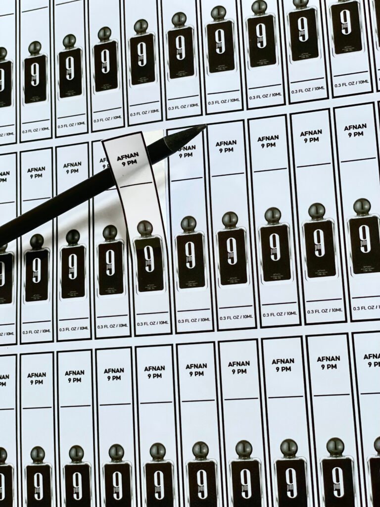 tem nhãn dán nước hoa chiết 5ml 10ml 20ml viết tay tự ghi tên, tem dán lọ nước hoa