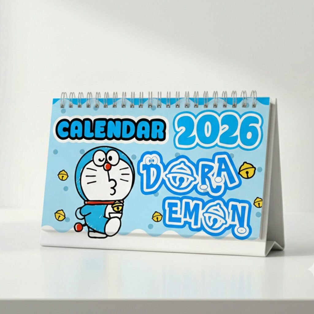 lịch để bàn ghi chú hình nhân vật kitty năm 2026, có khung ghi chú phong cách hàn quốc trang trí bàn làm việc