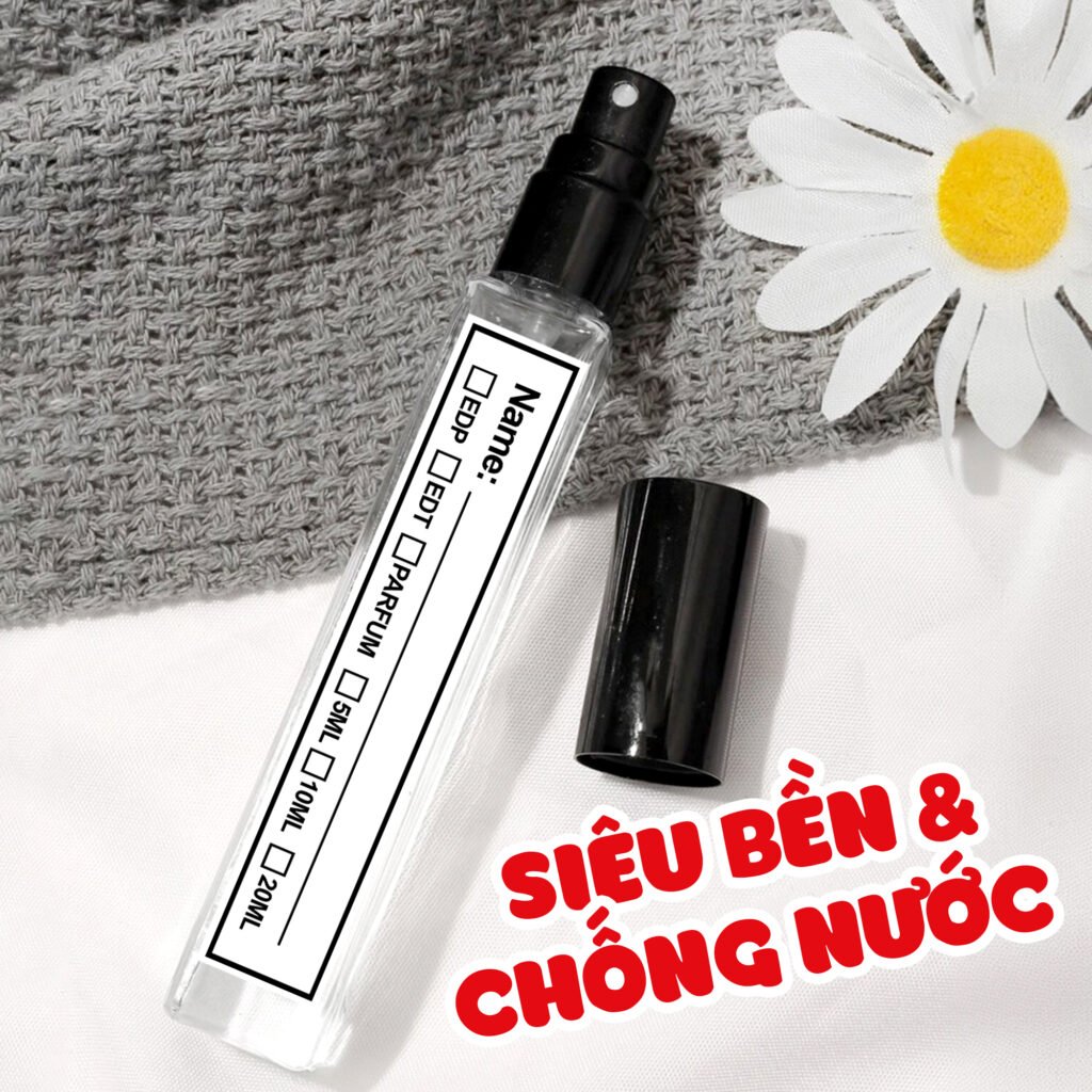 tem nhãn dán nước hoa chiết 5ml 10ml 20ml viết tay tự ghi tên, tem dán lọ nước hoa