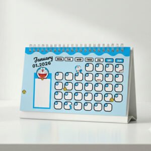 lịch để bàn ghi chú hình nhân vật kitty năm 2026, có khung ghi chú phong cách hàn quốc trang trí bàn làm việc