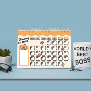 lịch để bàn 2026 có ghi chú kèm hình nhân vật capybara đáng yêu. màu in sắc nét, đẹp, bền