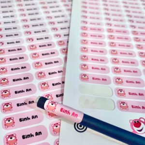 set tem dán in ảnh theo yêu cầu, đánh dấu đồ dùng học tập cho bé, decal nhựa chống nước in theo yÊu cẦu