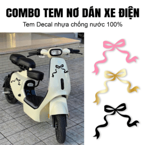 combo 2 tem nơ dán xe điện v1/ vc / k1 in màu theo yêu cầu ,decal nhựa chống nước bền đẹp , dán mọi vị trí