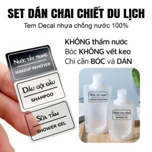 tem dán chai chiết mỹ phẩm du lịch, tem đánh dấu đồ dùng cá nhân, tem dán phân loại mĩ phẩm chiết mini