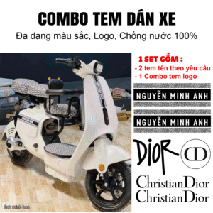 bộ tem thương hiệu dán trang trí các loại xe điện hoạ tiết logo thương hiệu nổi tiếng