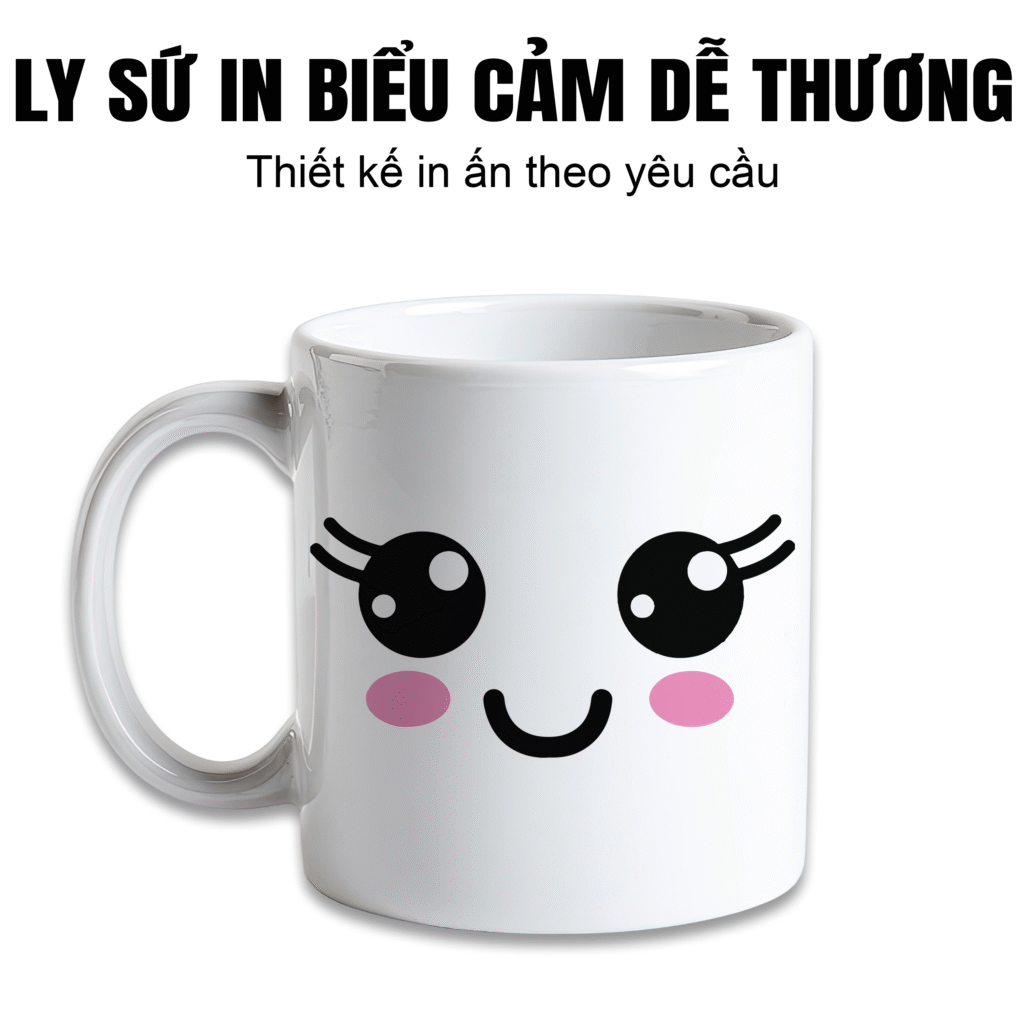ly sứ cốc sứ in hình mặt cute, món quà nhỏ xinh, bền màu, không phai, ly sứ cao cấp