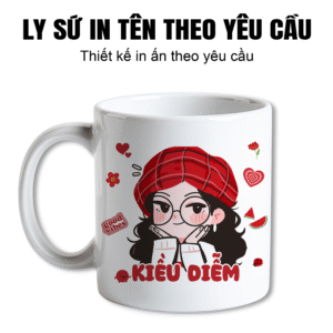 Ly sứ, Cốc sứ in hình chibi từ ảnh thật, in tên theo yêu cầu, cốc sứ quà tặng ý nghĩa