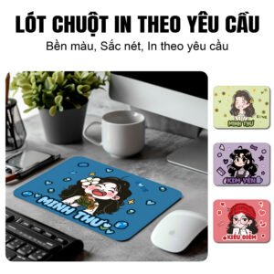 Lót Chuột Nhỏ 21x26cm Vải Dày Dặn Có Thể Giặt Chống Trượt in hình , tên theo yêu cầu.