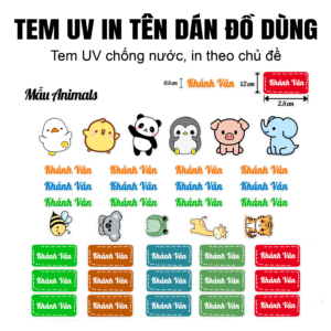 tem uv dán đồ dùng cá nhân cho bé hình cartoon, in tên theo yêu cầu uv nổi 3d chống nước siêu bền Đẹp