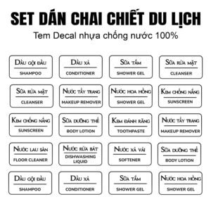 tem dán chai chiết mỹ phẩm du lịch, tem đánh dấu đồ dùng cá nhân, tem dán phân loại mĩ phẩm chiết mini