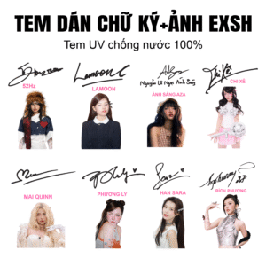 tem dán chữ ký + ảnh em xinh say hi. tem dán chữ kí độc đáo trên ốp đt, ipad, tem nhãn chống nước