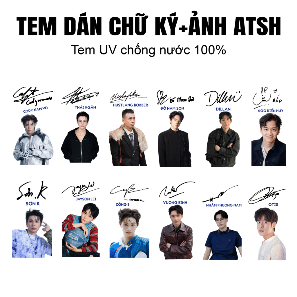 tem dán chữ ký + ảnh anh trai say hi 2025. tem dán chữ kí độc đáo trên ốp đt, ipad , tem dán chống nước