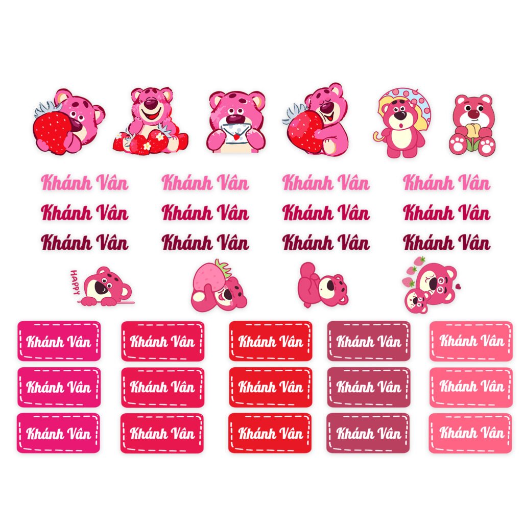 tem uv dán đồ dùng cá nhân cho bé hình cartoon, in tên theo yêu cầu uv nổi 3d chống nước siêu bền Đẹp