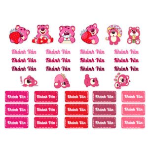 tem uv dán đồ dùng cá nhân cho bé hình cartoon, in tên theo yêu cầu uv nổi 3d chống nước siêu bền Đẹp