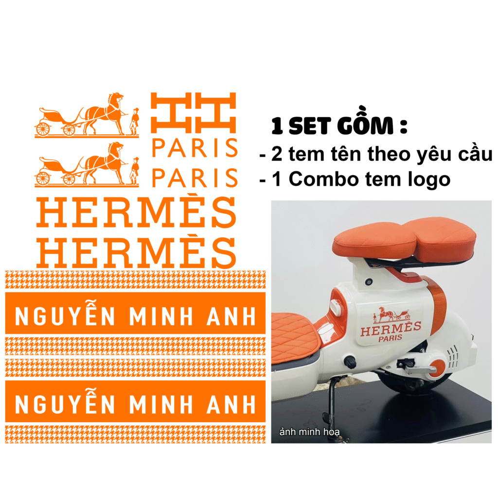 bộ tem thương hiệu dán trang trí các loại xe điện hoạ tiết logo thương hiệu nổi tiếng