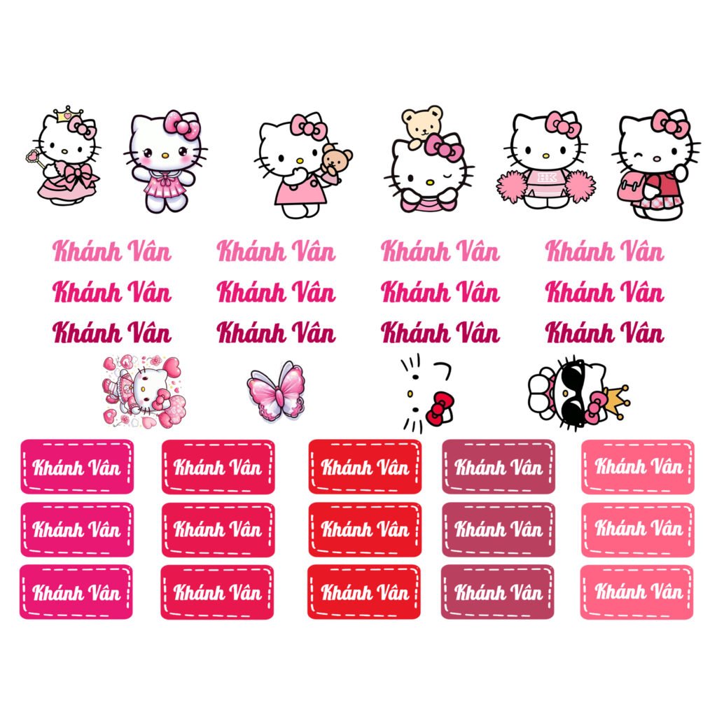 tem uv dán đồ dùng cá nhân cho bé hình cartoon, in tên theo yêu cầu uv nổi 3d chống nước siêu bền Đẹp