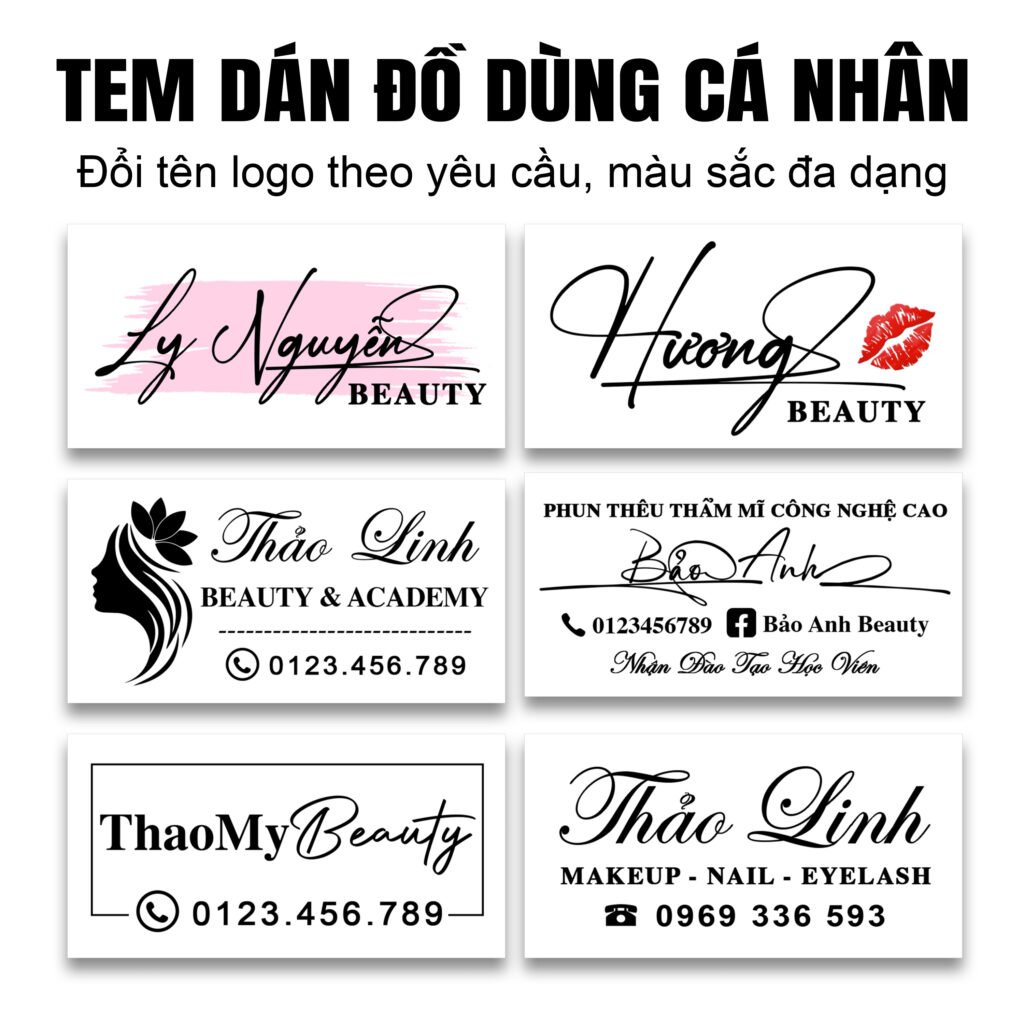 set 80 tem dán niêm phong, tem dán đánh dấu đồ cá nhân , decal nhựa chống nước in theo yÊu cẦu