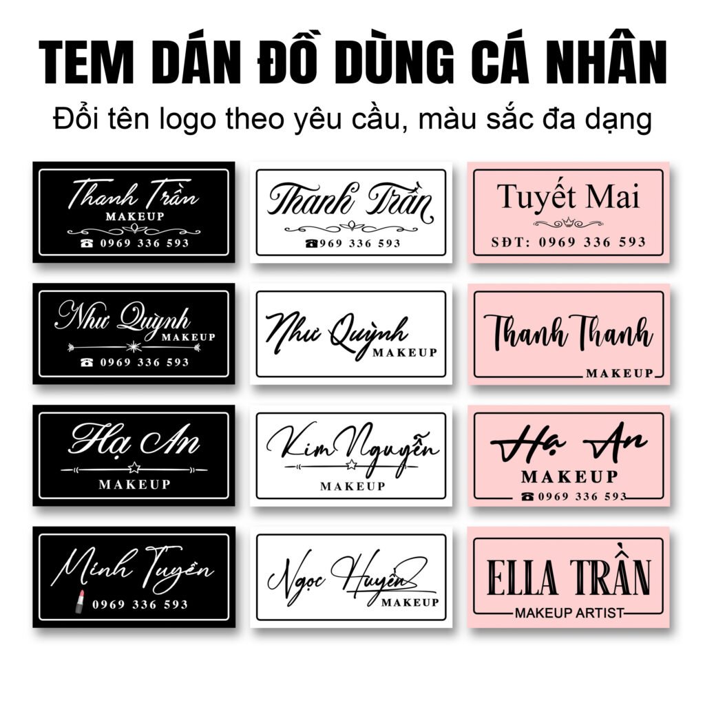 set 80 tem dán niêm phong, tem dán đánh dấu đồ cá nhân , decal nhựa chống nước in theo yÊu cẦu