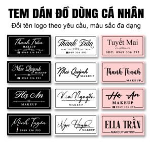 set 80 tem dán niêm phong, tem dán đánh dấu đồ cá nhân , decal nhựa chống nước in theo yÊu cẦu