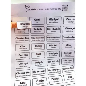 tem dán công tắc gia đình, tem dán phân loại các công tắc quạt, đèn chống rách nền trong suốt tiện lợi cho gia đình